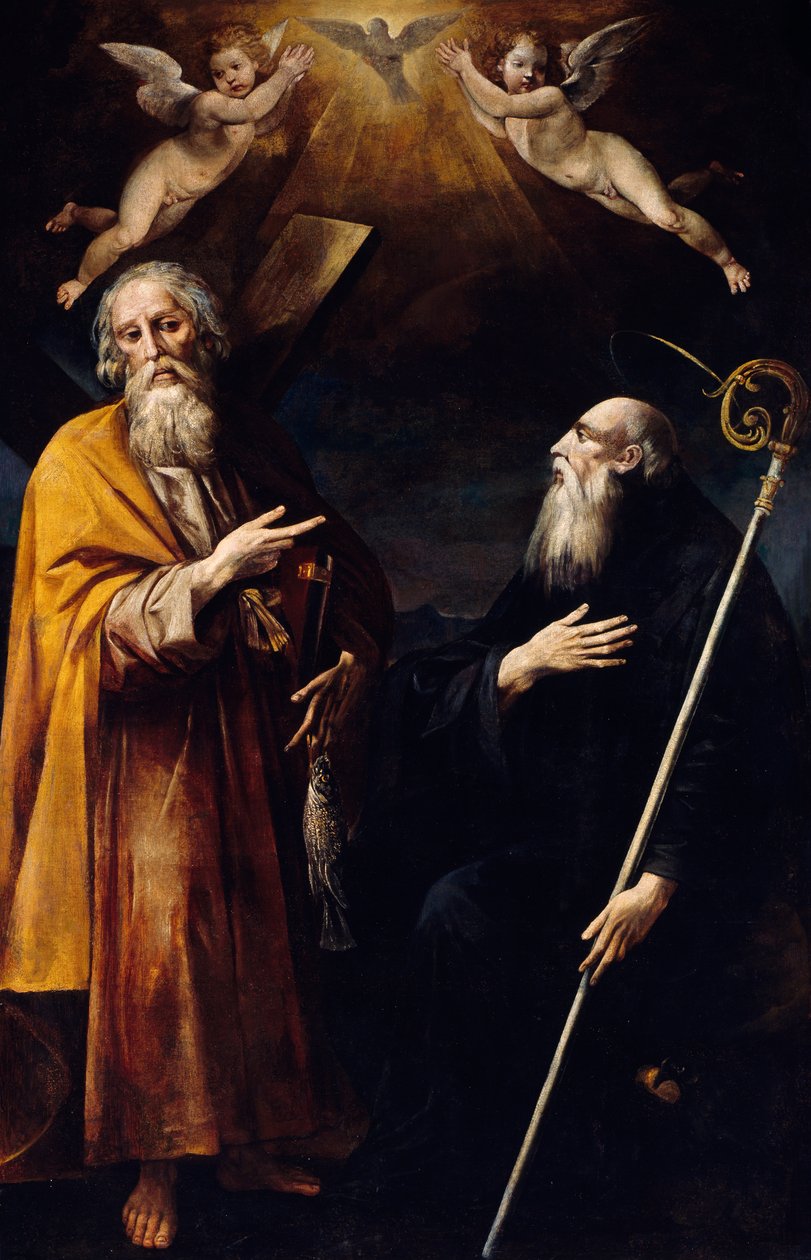 Saints André et Benoît avec le Saint-Esprit au-dessus d