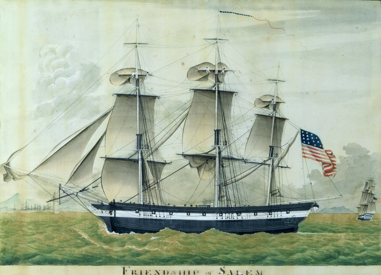 USS "Friendship" de Salem (lithographie couleur) - Giuseppe (attr. to) Fedi