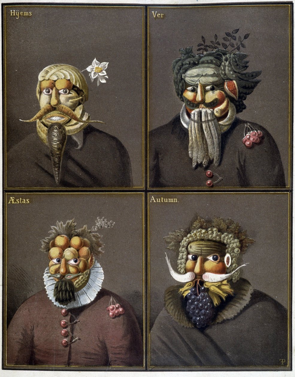 Les quatre saisons : hommes avec des têtes de légumes à la manière de Giuseppe Arcimboldo - Giuseppe (style of) Arcimboldo