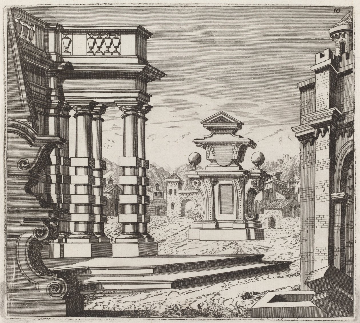 Fantaisie architecturale avec portails et monuments - Giuseppe Antonio Landi