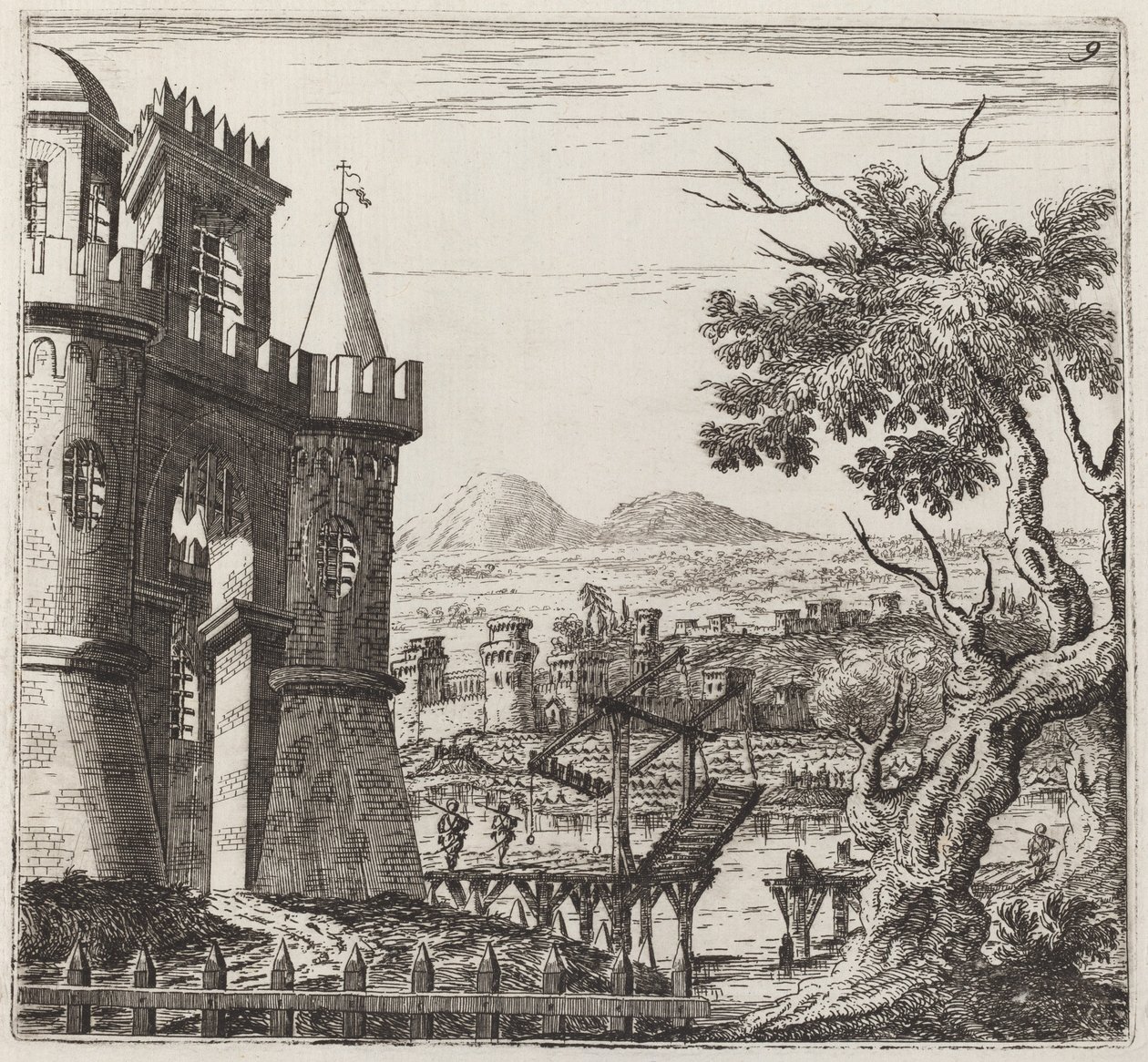 Paysage avec un château et un pont-levis - Giuseppe Antonio Landi