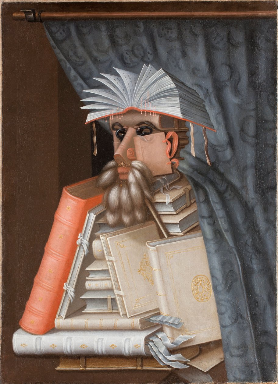 Caricature-portrait « Le Bibliothécaire », probablement du savant Wolfgang Lazius (1514-1565) - Giuseppe Arcimboldo