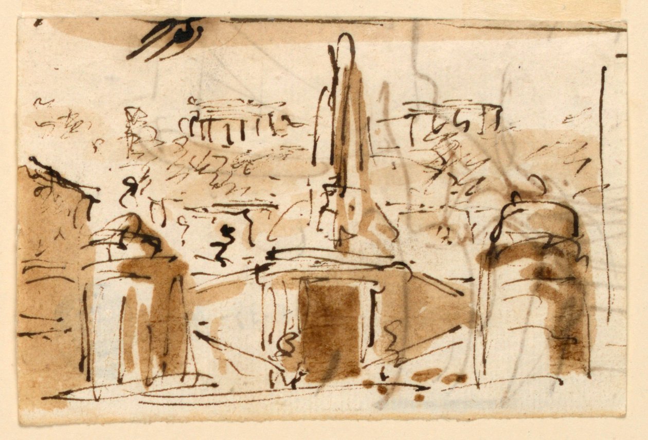 Fontaine dans un pays montagneux - Giuseppe Barberi