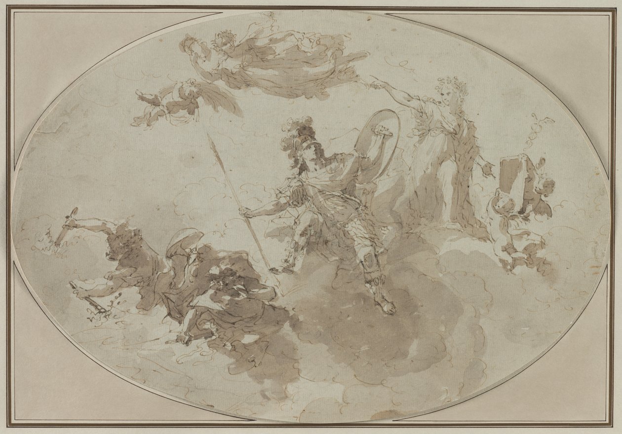 Étude de plafond : Allégorie de la paix et de la guerre - Giuseppe Bernardino Bison