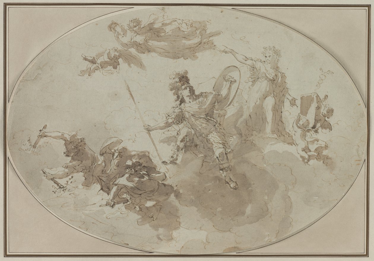 Étude de plafond : Allégorie de la paix et de la guerre, c. 1800 - Giuseppe Bernardino Bison