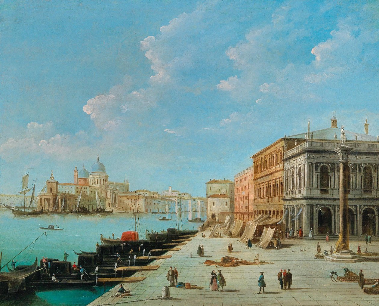 Le Molo, regardant vers la Zecca avec la colonne de Saint Teodoro - Giuseppe Bernardino Bison