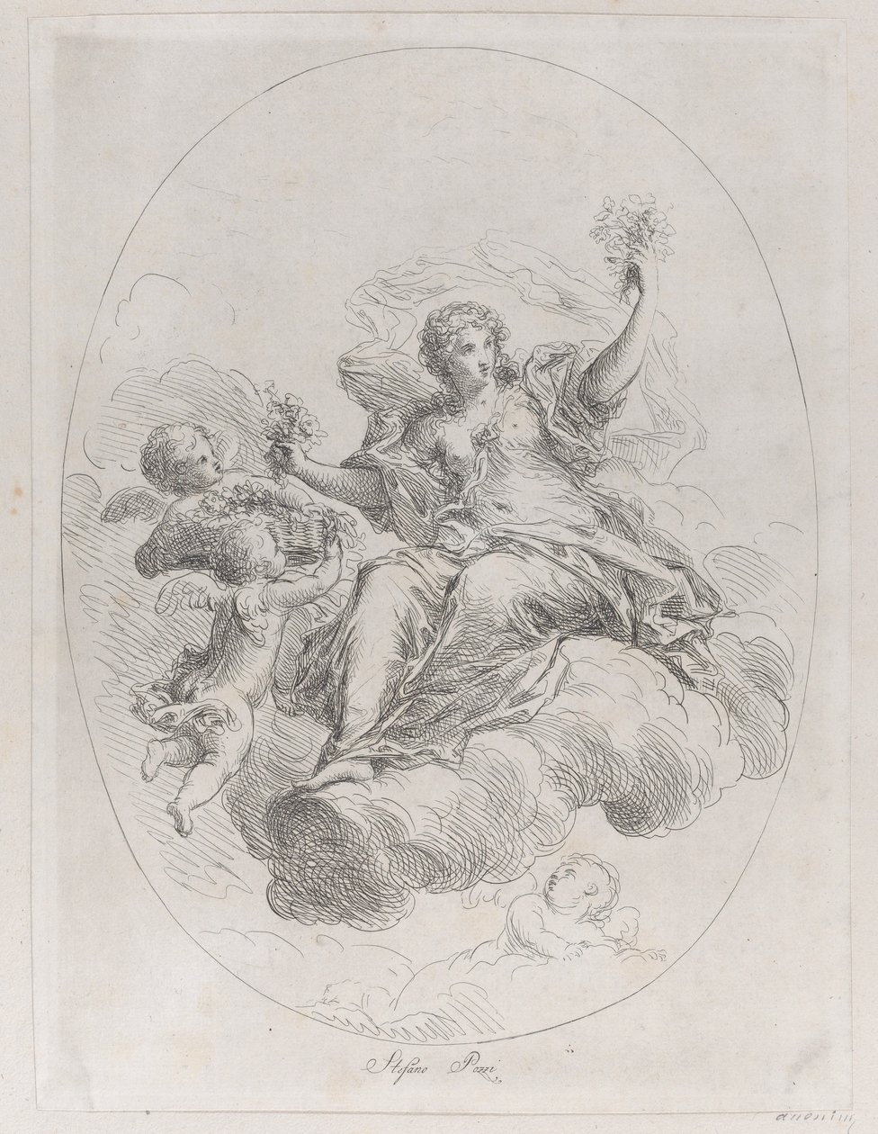 Figure allégorique sur un nuage avec des putti, d