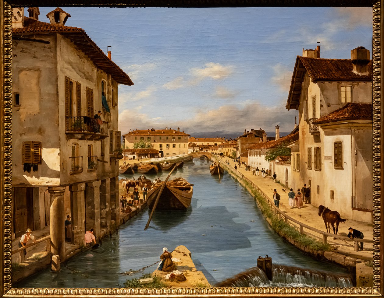 Vue du canal Naviglio depuis le pont de Saint-Marc - Giuseppe Canella