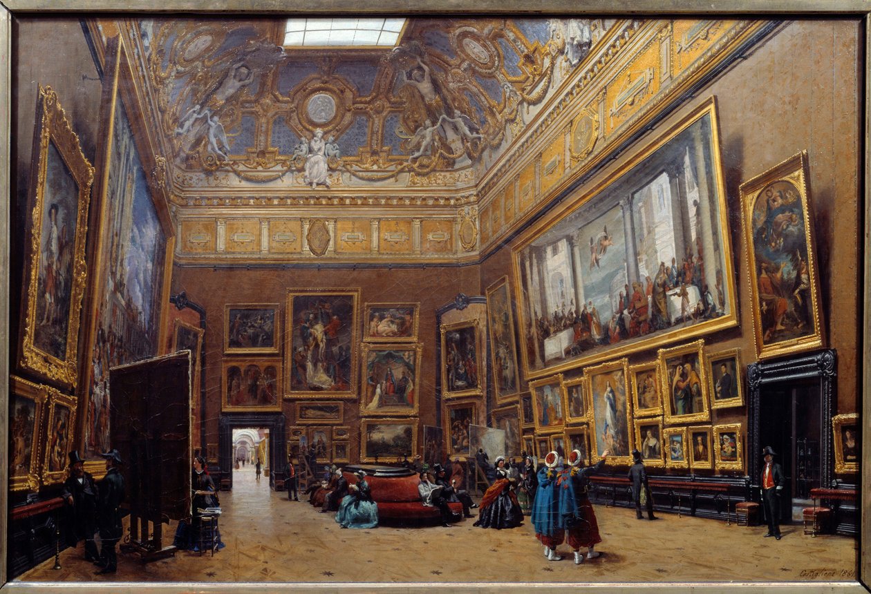 Vue de la place du Salon du Musée du Louvre - Giuseppe Castiglione