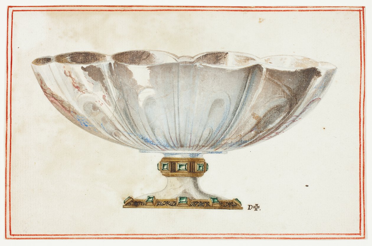 Coupe cannelée avec base ornée de pierres précieuses - Giuseppe Grisoni