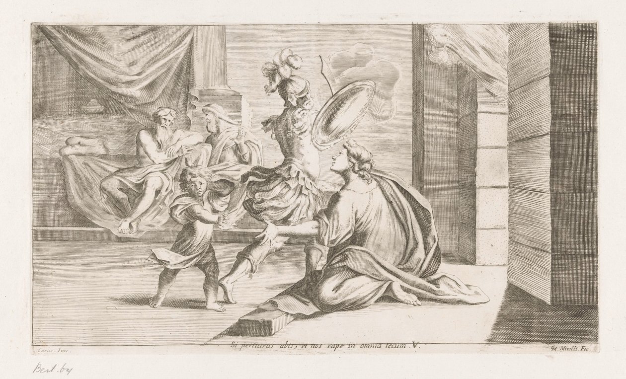 Énée part pour la bataille (Omzwervingen van Aeneas, série) - Giuseppe Maria Mitelli
