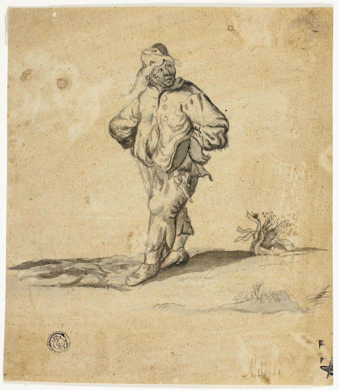 Paysan debout avec les bras en croix - Giuseppe Maria Mitelli