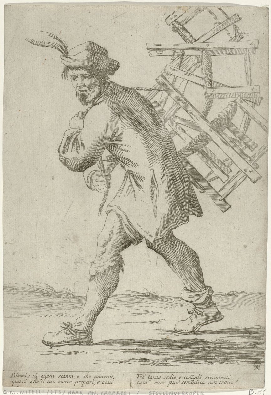 Vendeur de chaises (Vendeurs de rue à Bologne) - Giuseppe Maria Mitelli