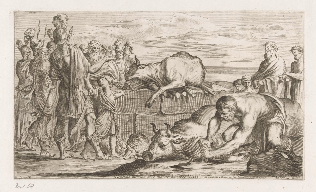 Les Troyens offrent des animaux à Neptune - Giuseppe Maria Mitelli