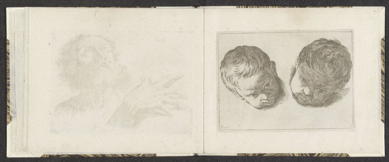 Deux têtes de jeunes enfants - Giuseppe Maria Mitelli