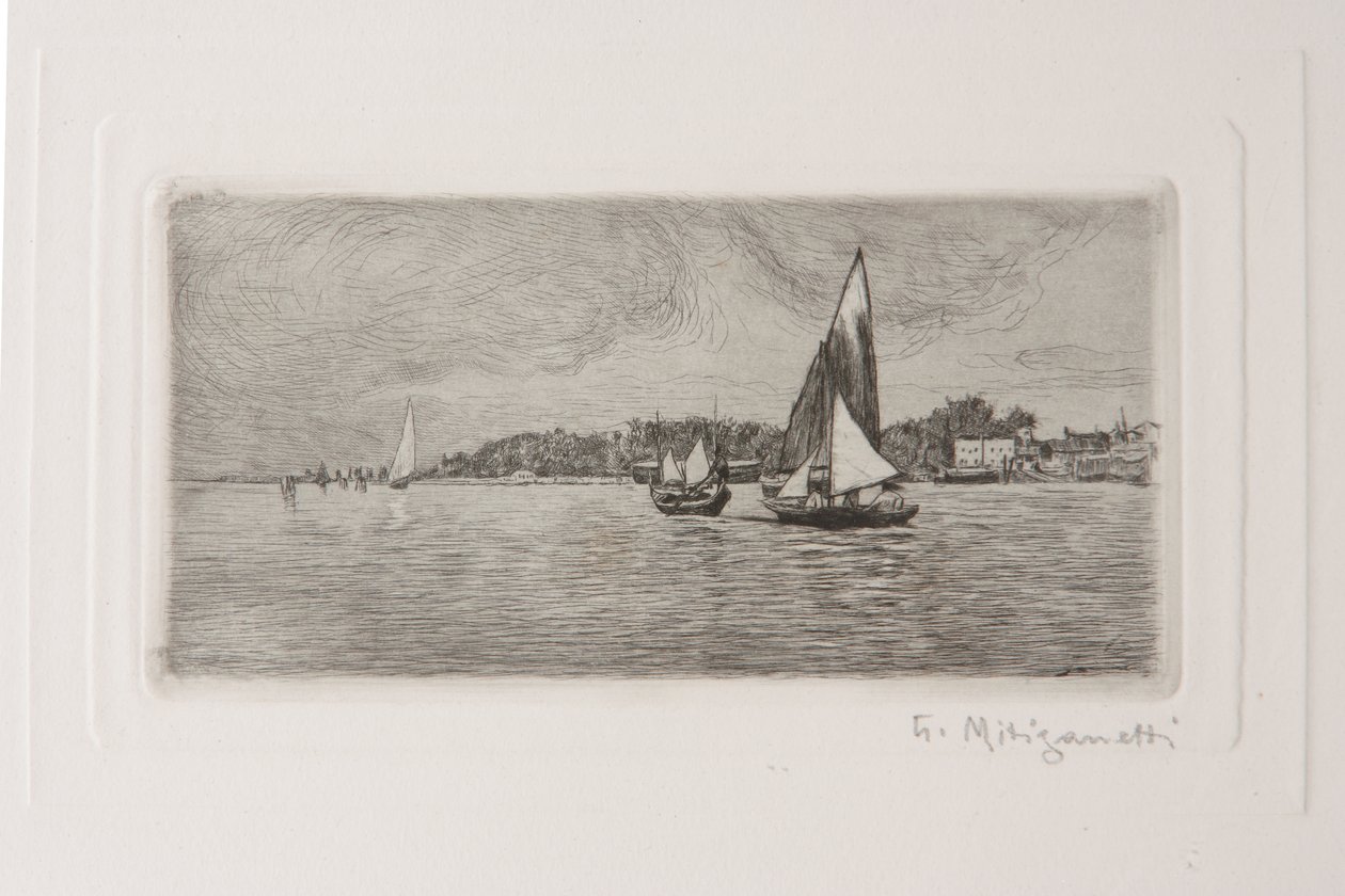 Bateaux dans la lagune - Giuseppe Miti Zanetti