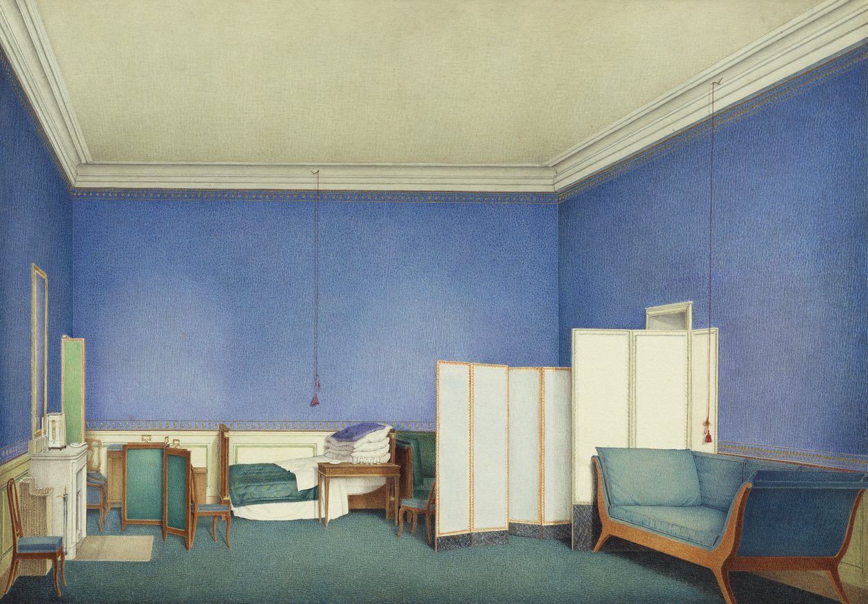 Chambre du général comte Adam Albert von Neipperg, deuxième mari de Marie Louise de Parme, aquarelle de Giuseppe Naudin (1792-1872) - Giuseppe Naudin