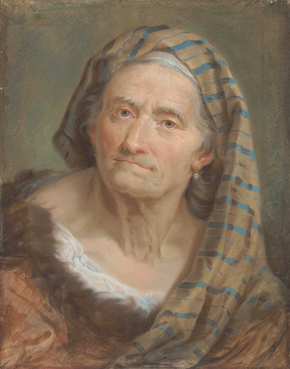 Une femme âgée en châle rayé - Giuseppe Nogari