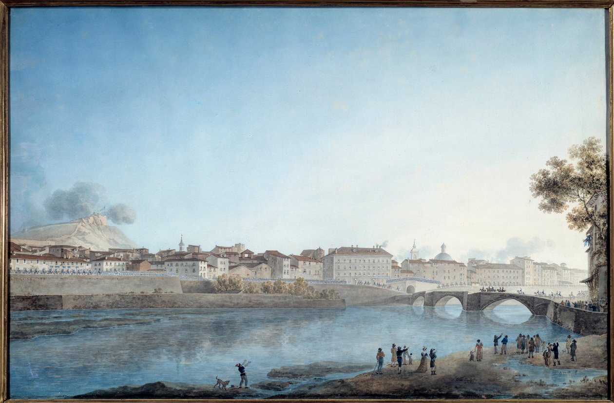 Entrée du général Napoléon Bonaparte (1769-1821) à Nice, premier quartier général des français le 28 mars 1796 - Giuseppe Pietro Bagetti