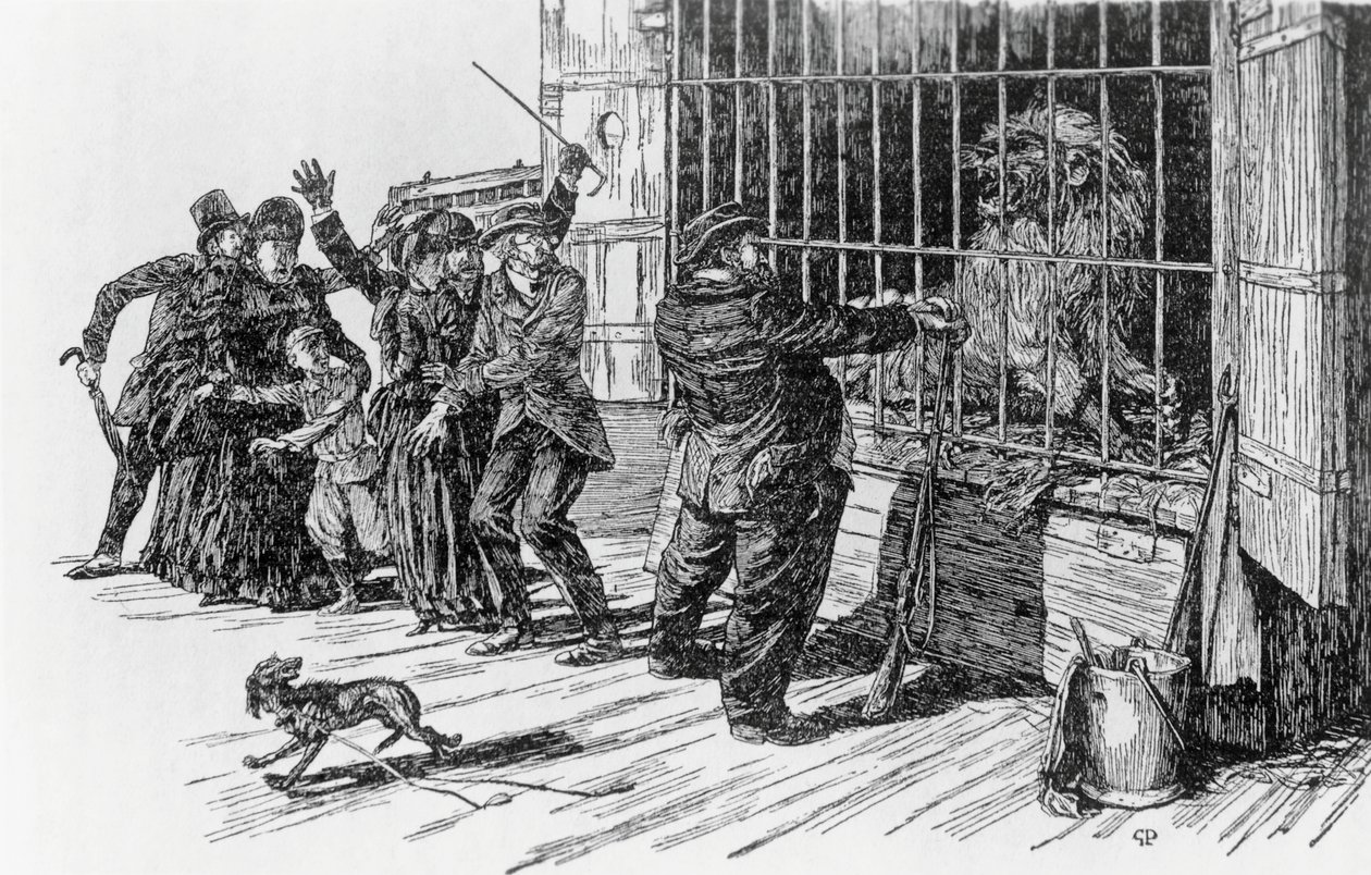 Tartarin et la cage du lion, illustration pour Tartarin sur les Alpes d