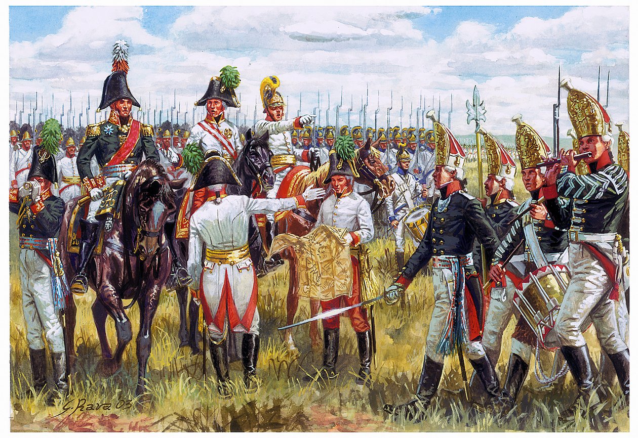 Premier Empire : état-major austro-russe de la Troisième Coalition en 1805 (illustration de Giuseppe Rava) - Giuseppe Rava
