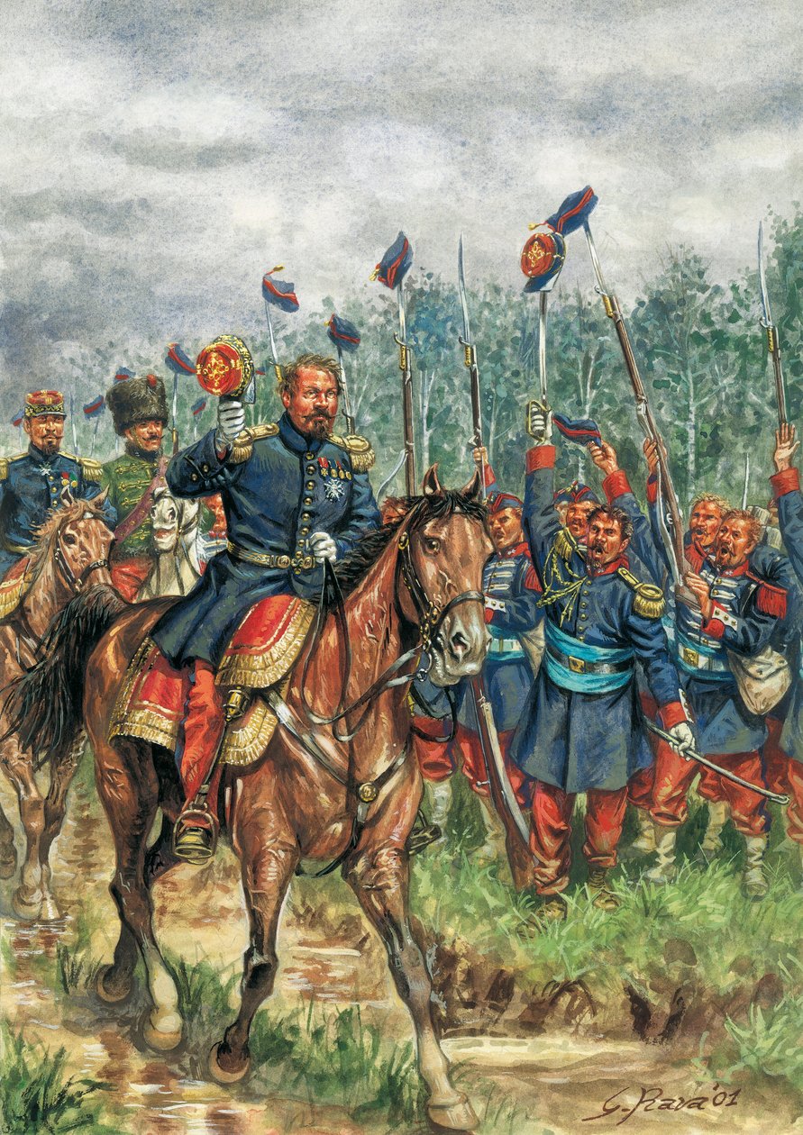 Napoléon III (1808-1873) à cheval salué par son armée - Giuseppe Rava