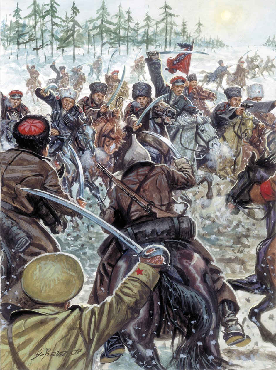 Guerre civile russe (1917-1923) : soldats du Caucase aux côtés des armées blanches en 1919 - Giuseppe Rava