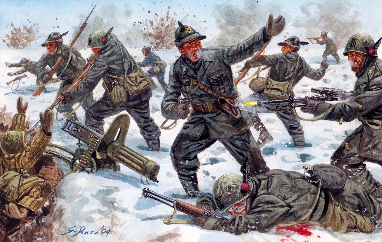 Seconde Guerre mondiale, Front russe : chasseurs alpins italiens en Russie en janvier 1943 - Giuseppe Rava