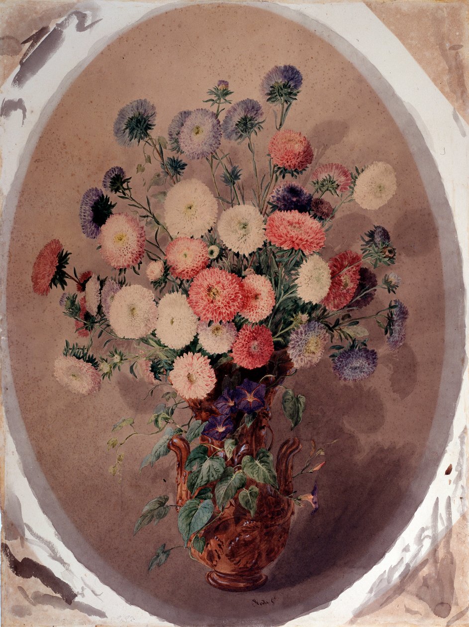 Bouquet de marguerites Aquarelle de Giuseppe Roda (19e siècle) 1863 Dim 70x51 cm Gênes, Galleria d