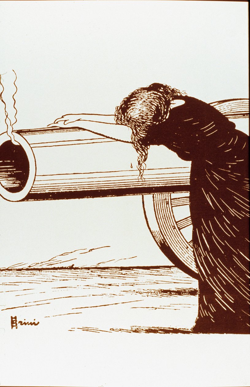 Première Guerre mondiale : une allégorie de la guerre, une femme, probablement veuve, en désespoir, s