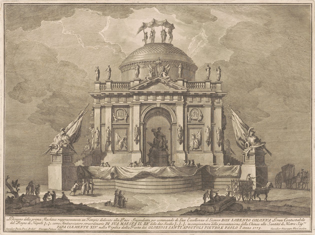 La Prima Macchina pour la Chinea de 1773 : Le Temple de la Paix, 1773 - Giuseppe Vasi