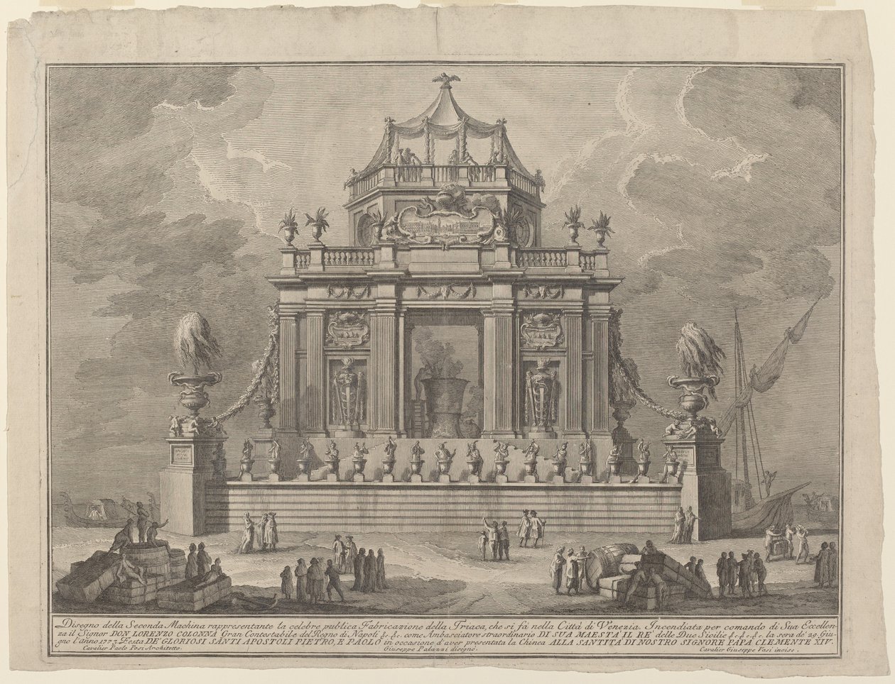 La préparation de Thériaque à Venise, pour le festival de la "Chinea" - Giuseppe Vasi after Giuseppe Palazzi
