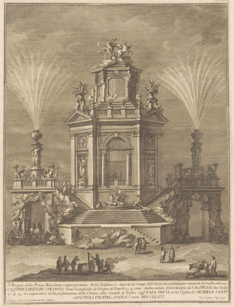 La Prima Macchina pour la Chinea de 1776 : Un palais de plaisir - Giuseppe Vasi, after Giuseppe Palazzi
