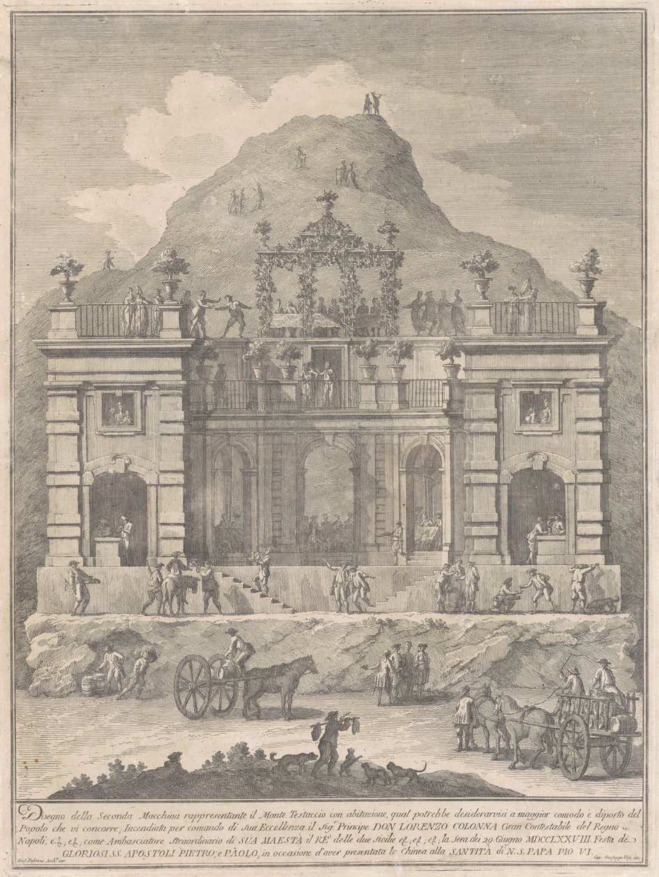 La Seconde Machine pour la Chinea de 1778 : Une demeure près de Monte Testaccio - Giuseppe Vasi, after Giuseppe Palazzi