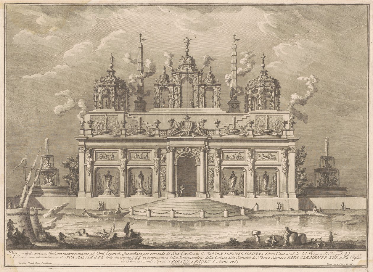 La Prima Macchina pour la Chinea de 1765 : Le jardin des Hespérides - Giuseppe Vasi, after Giuseppe Palazzi, after Paolo Posi