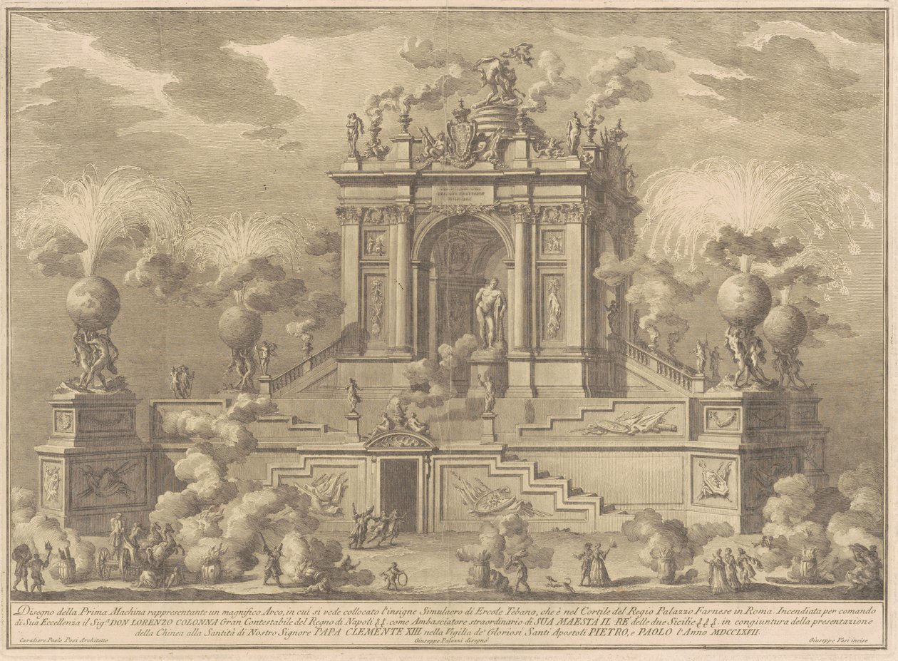 La Prima Macchina pour la Chinea de 1767 : Un arc de triomphe avec l