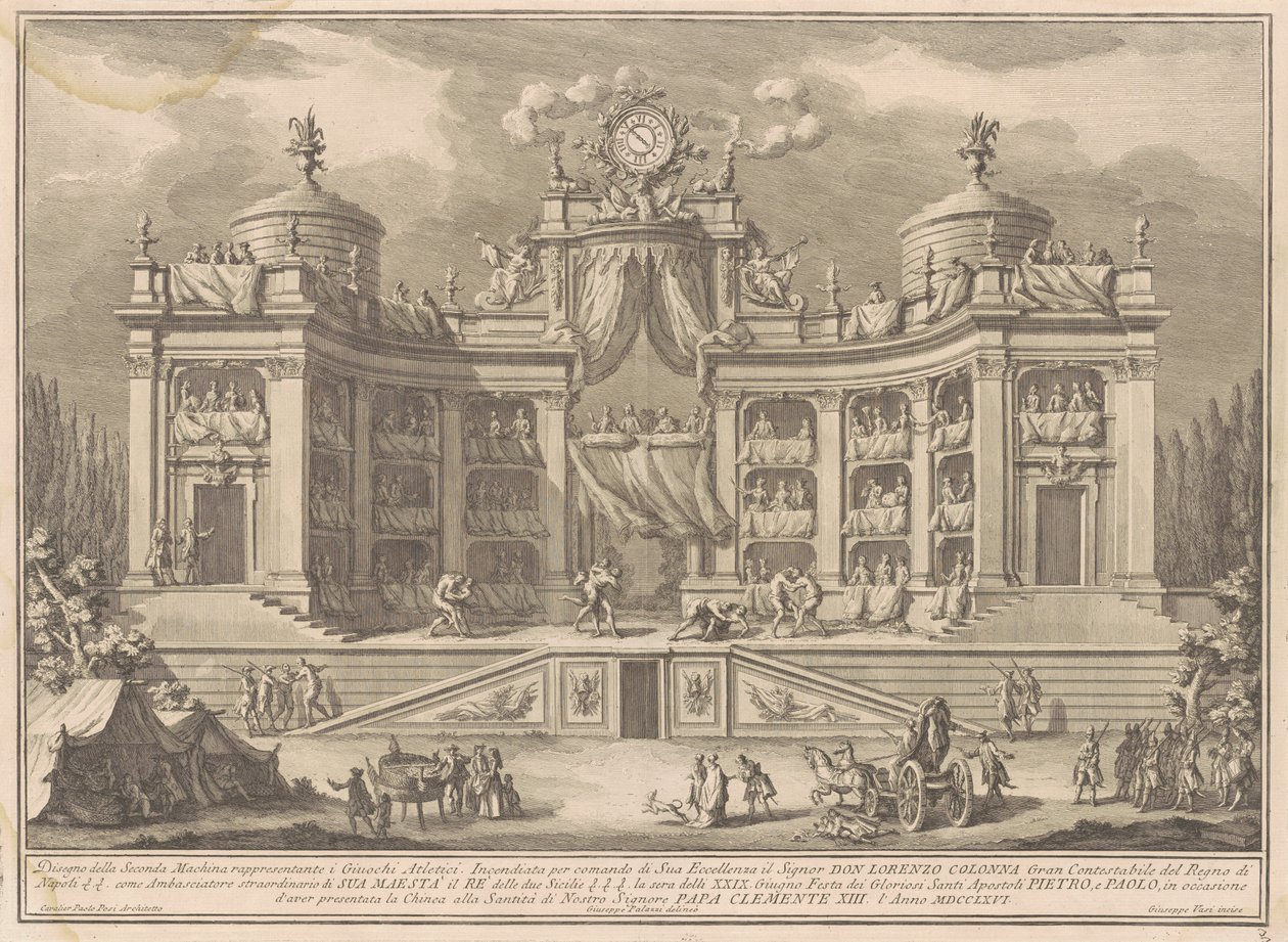 La Seconda Macchina pour la Chinea de 1766 : Un théâtre pour les jeux athlétiques - Giuseppe Vasi, after Giuseppe Palazzi, after Paolo Posi