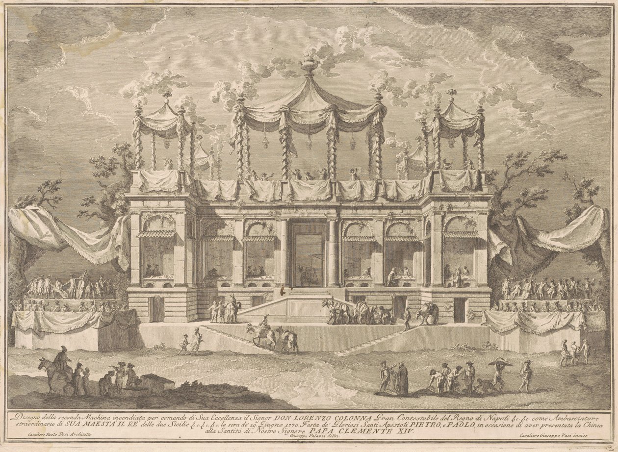 La Seconde Machine pour la Chinea de 1770 : Le Portique du Marché aux Poissons - Giuseppe Vasi, after Giuseppe Palazzi, after Paolo Posi