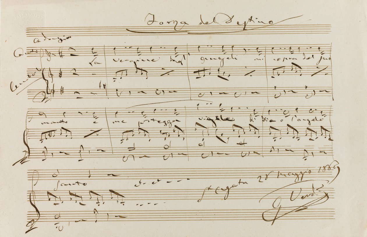 Citation musicale de La forza del destino, St Agata, 28 mai 1869, 1869 - Giuseppe Verdi
