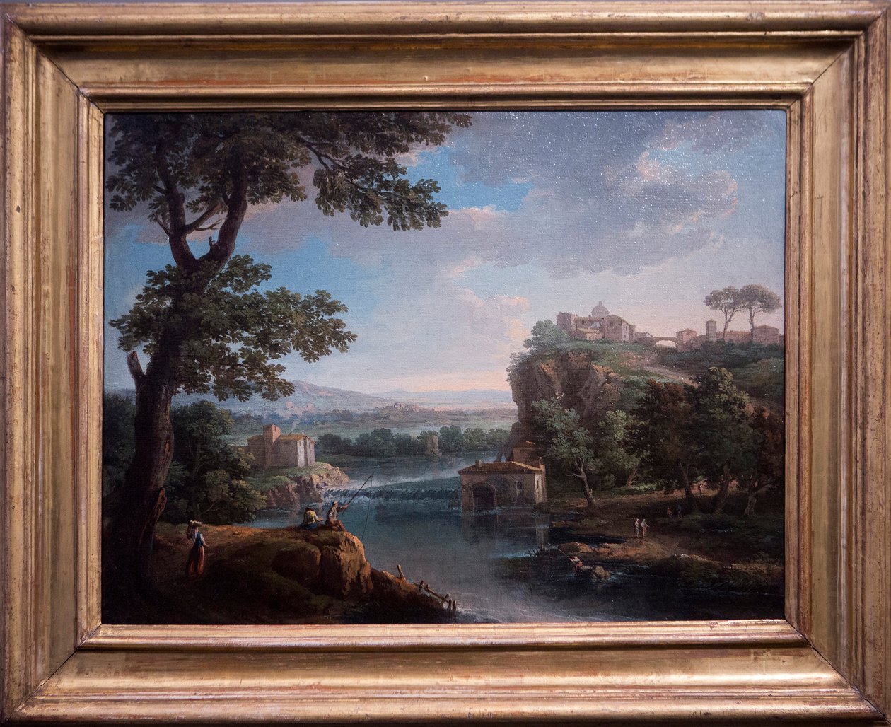 Vue de rivière avec pêcheur - Giuseppe Zais