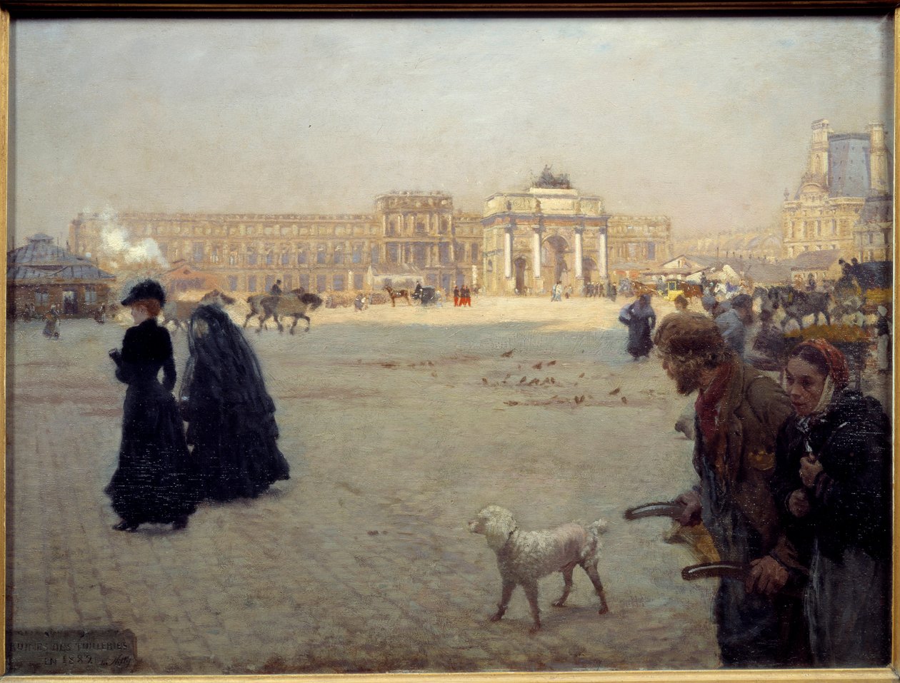 La Place du Carrousel ruines des Tuileries en 1882. Tableau représentant une vue de Paris - Giuseppe or Joseph de Nittis