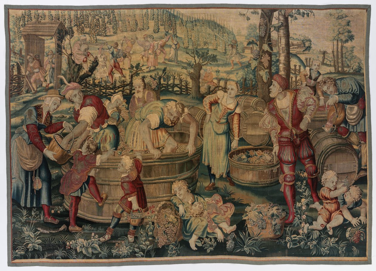 Automne : Scène de vendange de la série des Quatre Saisons, fin des années 1600 - début des années 1700 - Gobelins