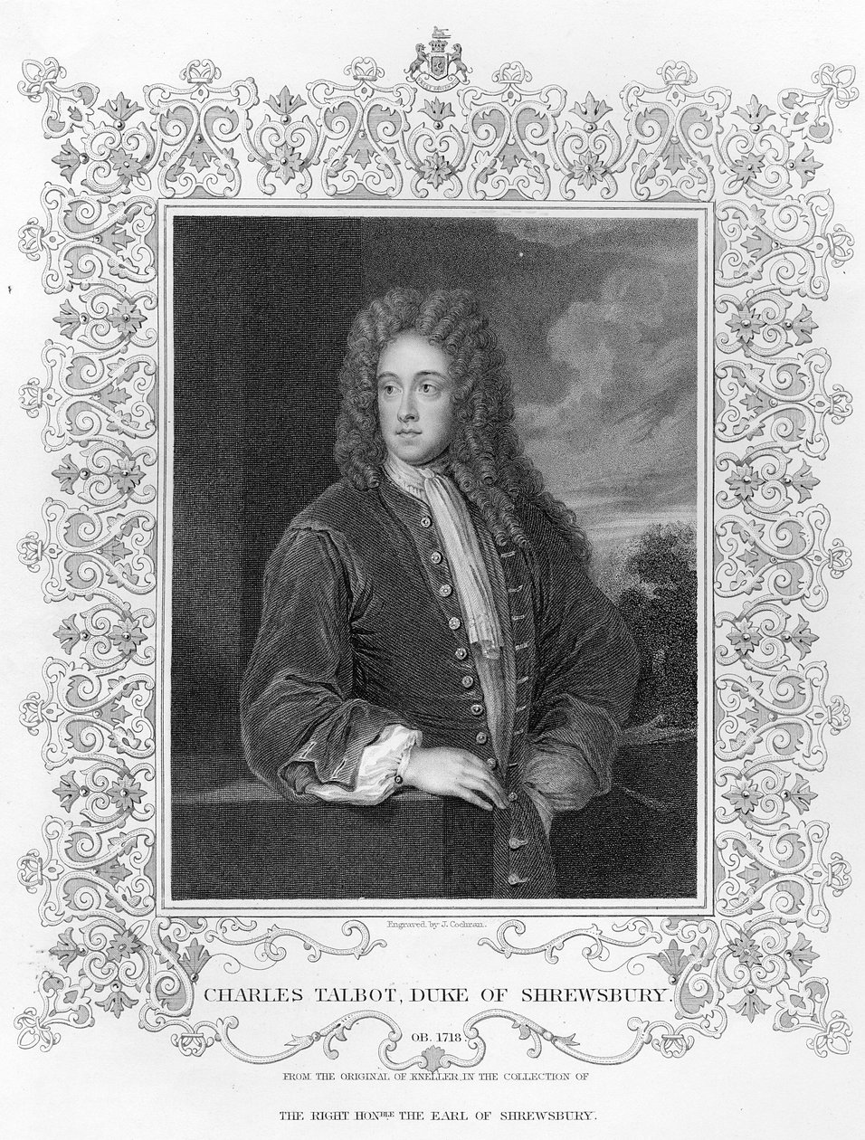 Charles Talbot, duc de Shrewsbury, gravé par J. Cochran - Godfrey Kneller