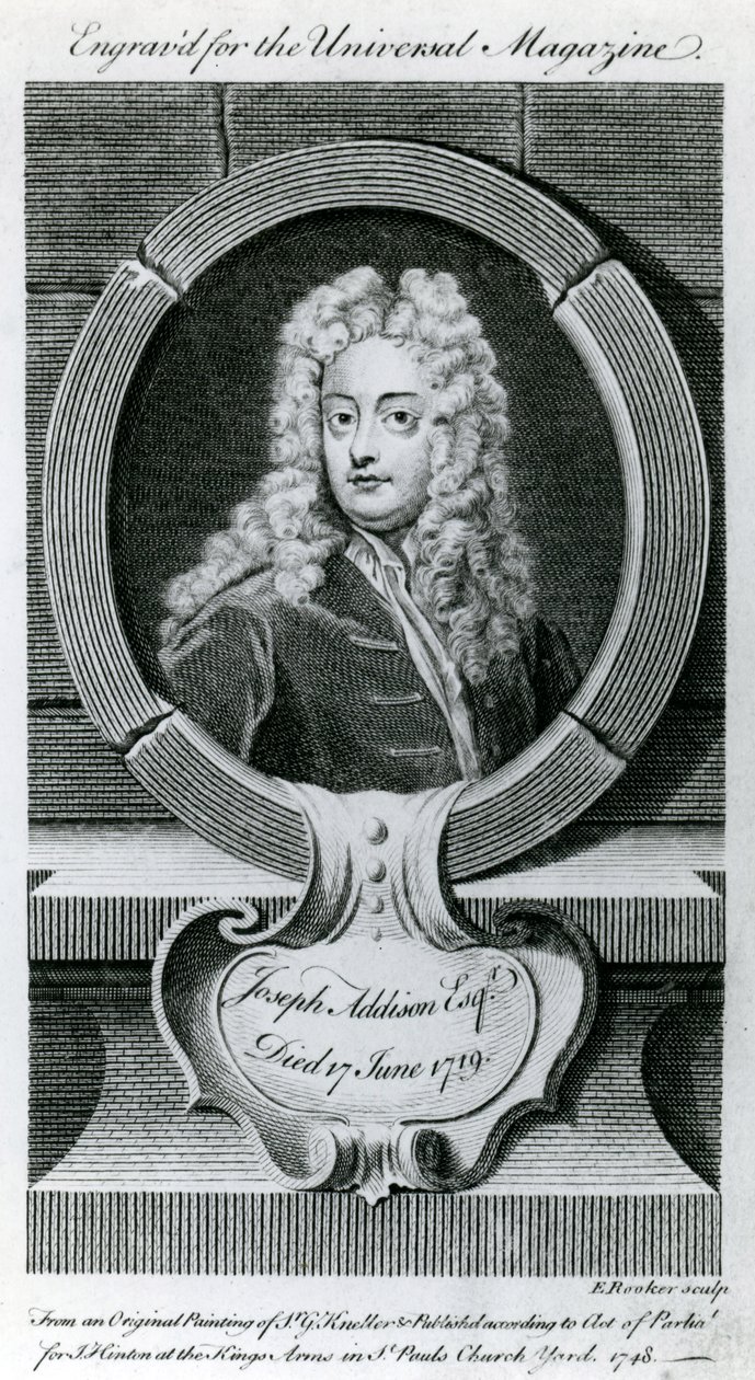 Joseph Addison, Esquire (1672-1719) Illustration pour le Universal Magazine, 1748 - Godfrey Kneller