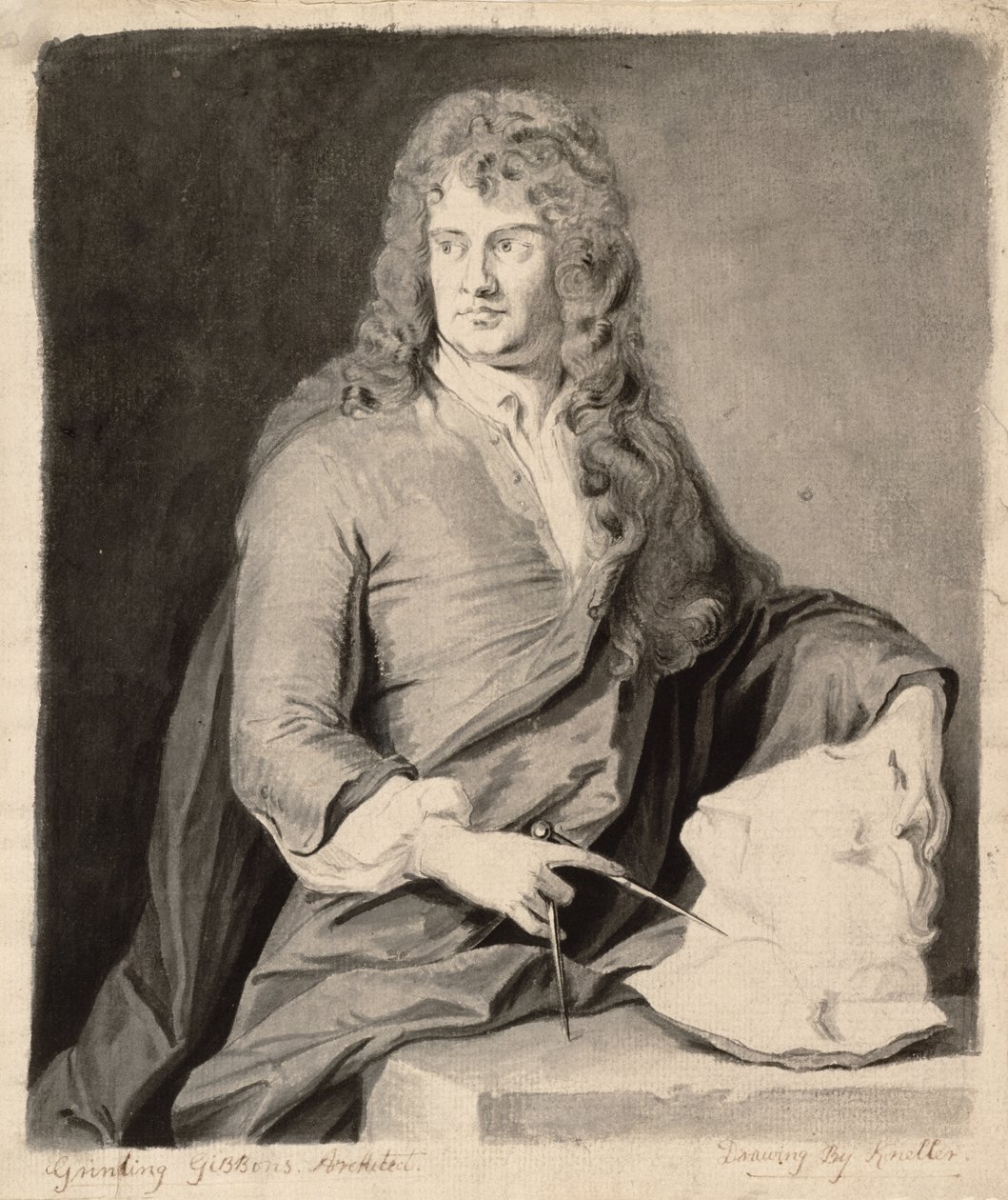 Portrait de Grinling Gibbons (1648-1721) - Godfrey Kneller
