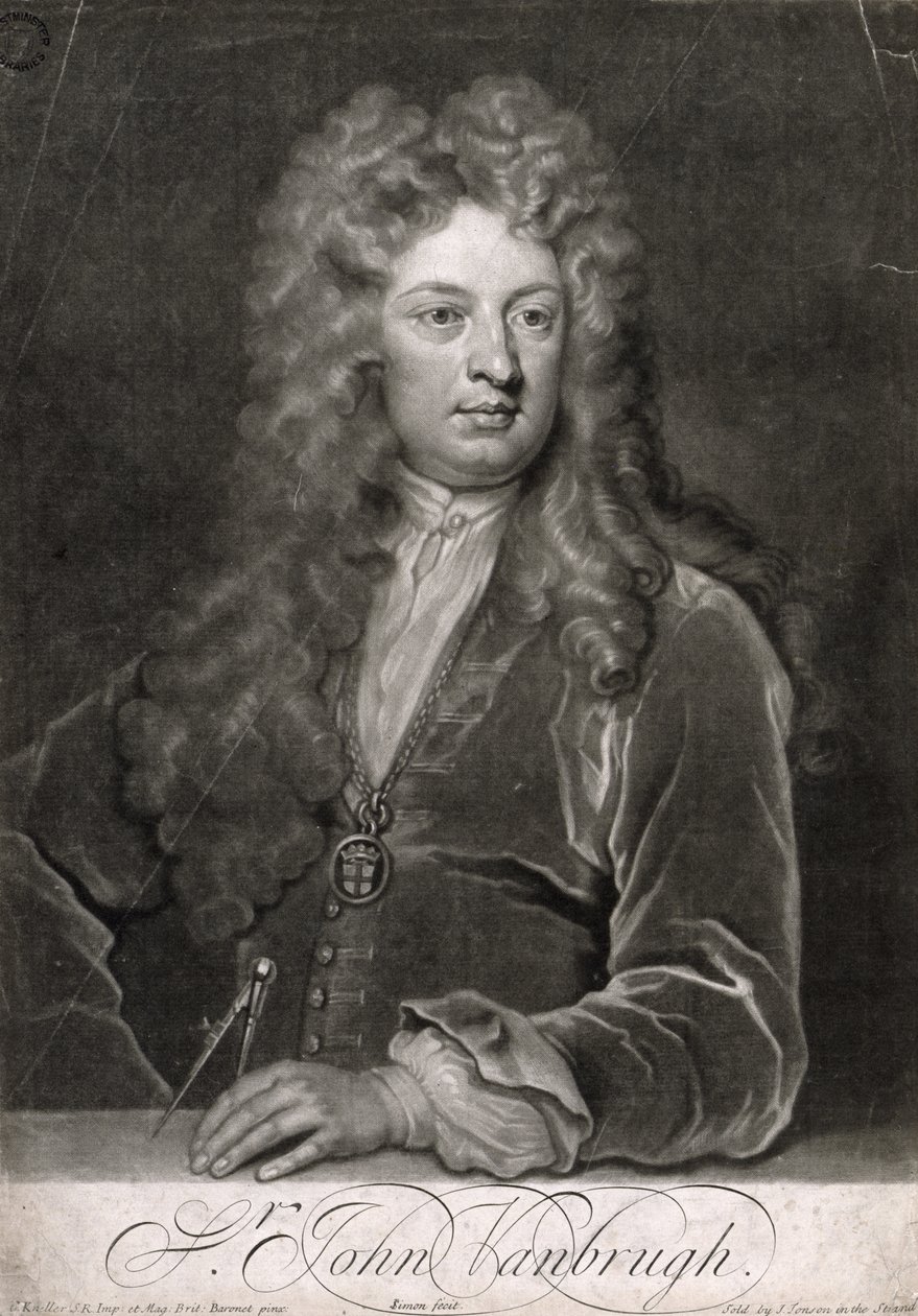 Sir John Vanbrugh, gravé par John Simon - Godfrey Kneller