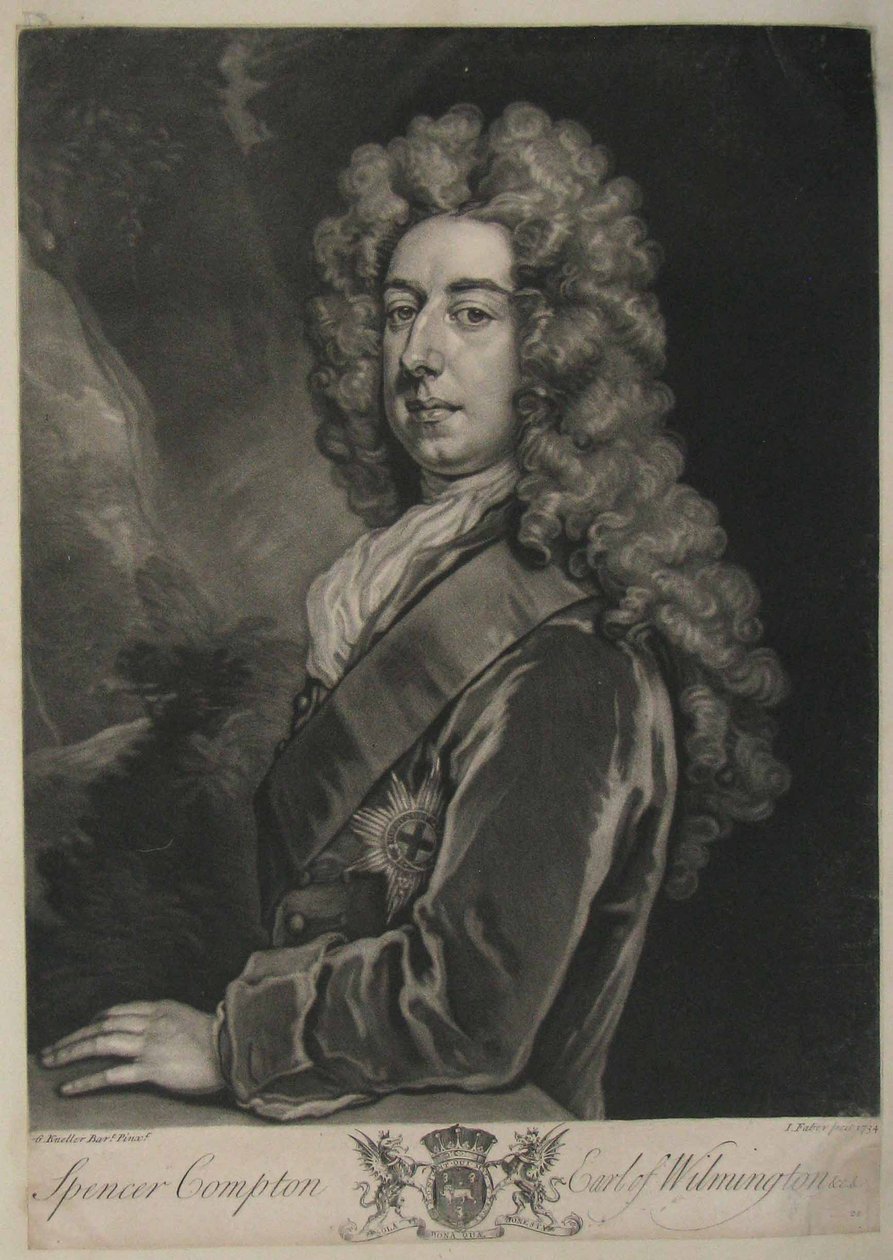 Spencer Compton, comte de Wilmington, gravure par John Faber, 1734 - Godfrey Kneller