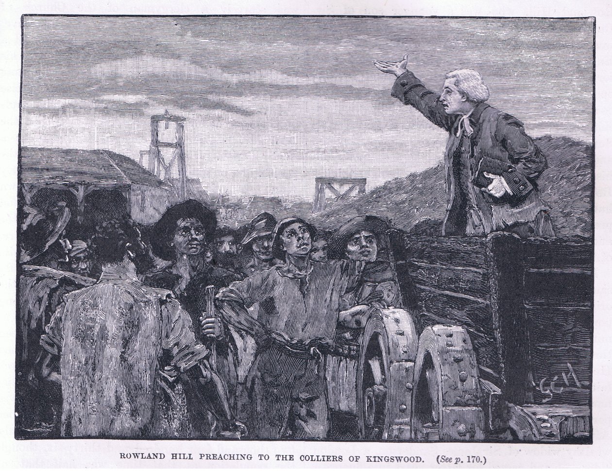 Rowland Hill prêchant aux mineurs de Kingswood - Godfrey C. Hindley