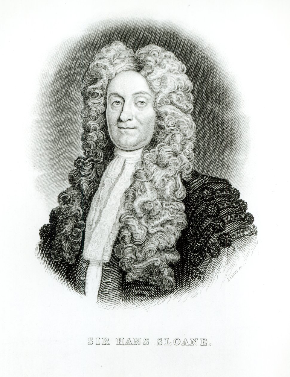 Sir Hans Sloane (1660-1753) gravé par William Home Lizars pour les mémoires de Sloane dans la bibliothèque du naturaliste de Jardine, vers 1833-45 - Godfrey Kneller