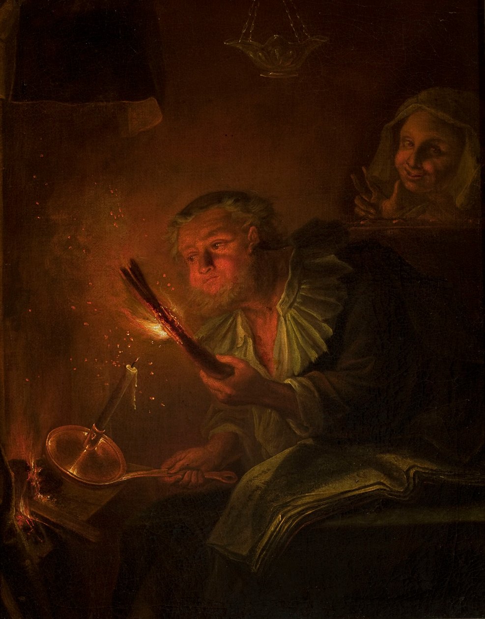 Homme avec une torche - Godfried Schalcken